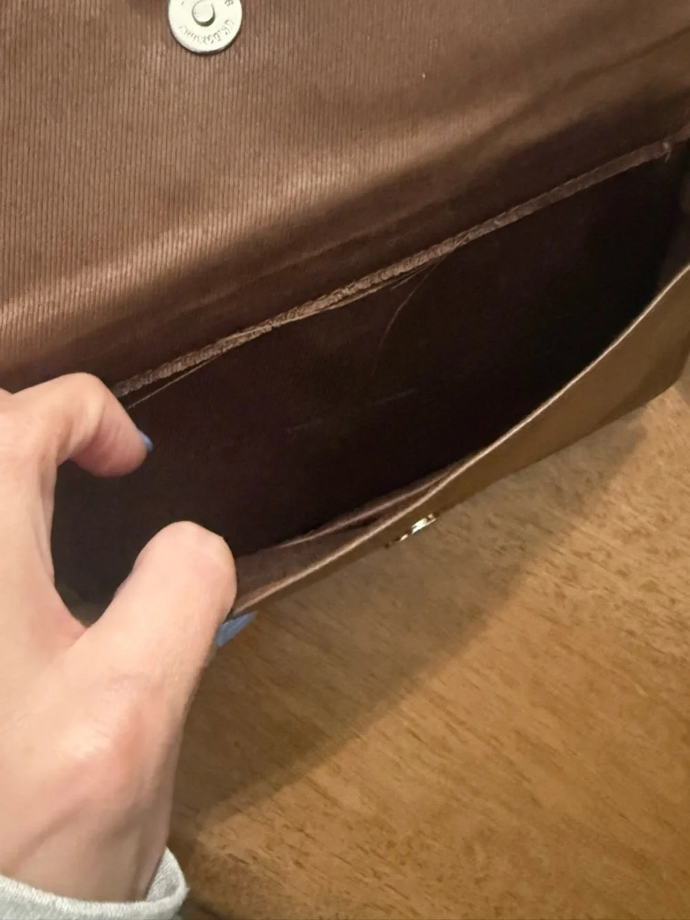 Genuine Leather Brown Crossbody Wallet Purse with Ring Accent